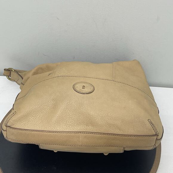 VTG Fossil Women's Tate Hobo Leather Shoulder Bag Light Tan - Picture 4 of 15